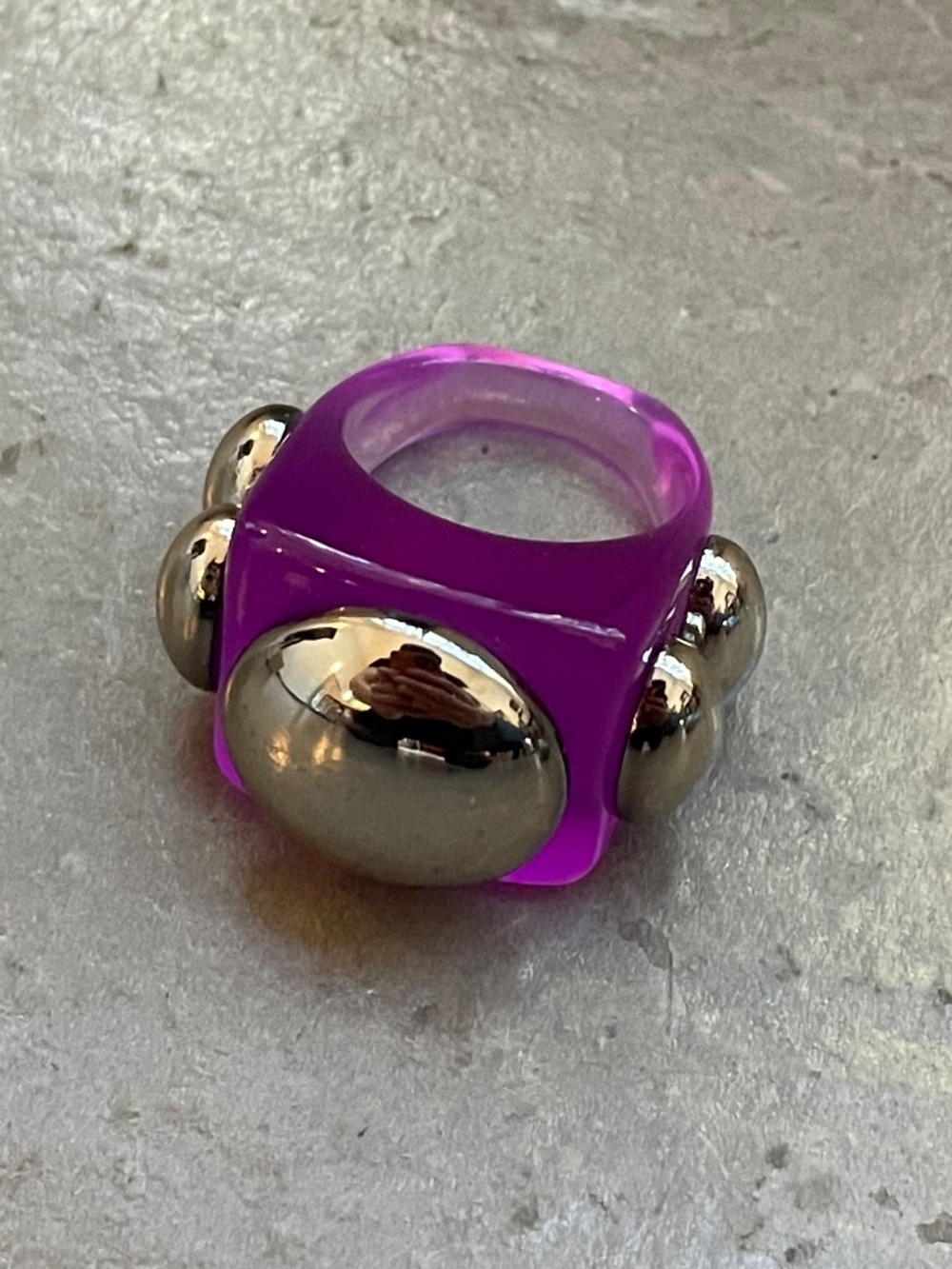 La Manso square purple and silver chunky ring Size 7 (18 mm)